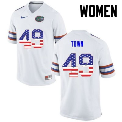 Women's Florida Gators #49 Cameron Town NCAA Nike White USA Flag Fashion Authentic Stitched College Football Jersey FTS6062HK